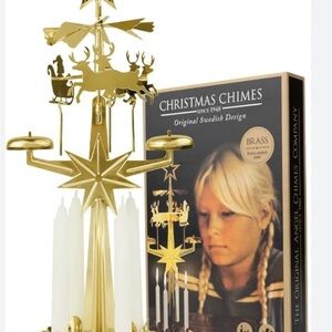 Festive Gold Christmas Chimes with Candle Holders